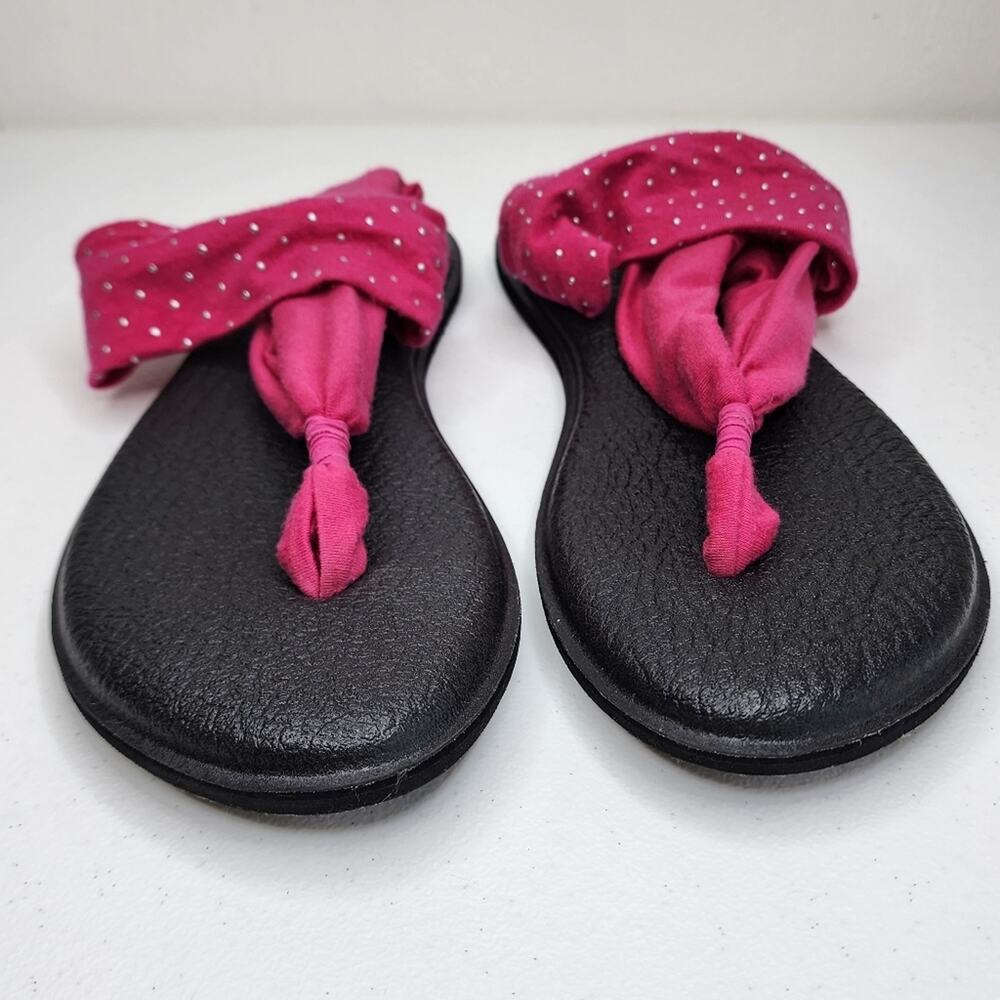 Sanuk Yoga Sling 2 Pink With Silver Polkadots Size 10 - Picture 2 of 7